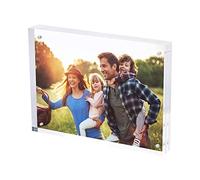 SimbaLux Magnetic Acrylic Picture Photo Frame 8x10 inches 24mm Thick with UV Protection (1 Pack) Clear Glass Like, Double Sided Frameless Desktop Floating Display, Free Standing, 20% Thicker than Most