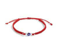 Simbolik Handmade Adjustable Red String with Blue Evil Eye Charm for Women and Men, Good Luck Bracelet, Kabbalah Red String of Fate, Mal de Ojo