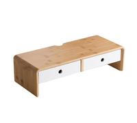 Simcat 2 Tier Monitor Stand with Drawers Wooden Desktop Riser and Cable Management Home Office (Mixed White,50x20x13cm)