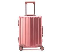 Simcat All Aluminum 24 inch Carry-On Luggage Airline Approved Lightweight Suitcase with TSA Lock and Silent Wheels Hardshell Spinner Business Travel (Pink, M-65cm-52L)