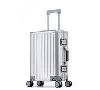 Simcat All Aluminum Carry On Luggage,Large Suitcase Hard Shell,Zipperless Luggage with Double TSA, Silent Wheels (Silver,36x20x50cm)