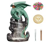 Simcat Dragon Incense Holders, Ceramic Backflow Incense Burners with 1 Mat,1 Tweezers,30 Incense Sticks, 20 Mixed Incenses Cones for Yoga Physiotherapy Reading Yoga