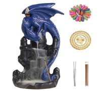 Simcat Dragon Incense Holders, Ceramic Backflow Incense Burners with 1 Mat,1 Tweezers,30 Incense Sticks, 20 Mixed Incenses Cones for Yoga Physiotherapy Reading Yoga