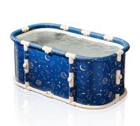 Simcat Portable Foldable Bathtub, Large Soaking Bathtub for Hot Shower and Ice Bath, Freestanding Bathtub for Adults Kids (Blue)
