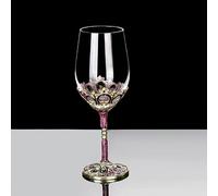 Simcat Red/White Wine Glass, Handmade Painted Enamel Crown Gin Wine Glass Long Stem Crystal Wine Glasses, Ideal Gifts (1, Burgundy)