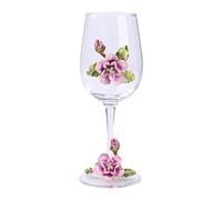 Simcat Red/White Wine Glass, Handmade Painted Enamel Crown Gin Wine Glass Long Stem Crystal Wine Glasses, Ideal Gifts (1, Pink)