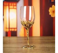 Simcat Red/White Wine Glass, Handmade Painted Enamel Flower Gin Wine Glass Long Stem Lead Free Crystal Wine Glasses, Ideal Gifts (Wine Glass)