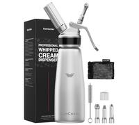 SimCoker Whipped Cream Dispenser, Aluminum Cream Whipper 500mL, Homemade Whipping Cream Maker, N2O Chargers Not Included,Dishwasher Safe,Silver