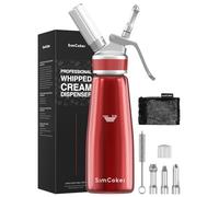 SimCoker Whipped Cream Dispenser, Aluminum Cream Whipper 500mL, Red