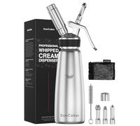 SimCoker Whipped Cream Dispenser, Stainless Steel Cream Whipper 500mL,3 Nozzles,1 Brush and 1 Storage Bag, N2O Chargers Not Included,Dishwasher Safe