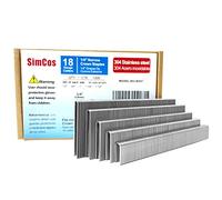 SimCos 18 Gauge 304 Stainless Steel 1/4" Narrow Crown Staples (1-1/2",1-1/4" 1", 3/4", 1/2"), Assorted 1600 Counts for 18 GA Pneumatic or Electric Stapler or Staple Gun,Project Pack
