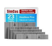 SimCos 23 Gauge Stainless Steel Pin Nails Headless Pinner Nails (2/5",3/5",4/5",1",1-3/8") assorted 5 sizes for Molding Cabinetry Building Assembly (10000)
