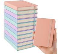 SIMDAO 12 Pack A7 Pocket Notebooks, Imitation Leather Cover, Small Notebooks Pocket Size, 200 Pages/100 Sheets, A7 Lined Paper Notepads, Small Notepads Set for School, Office (Mixed Light Color)