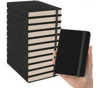 SIMDAO 12 Pack A7 Pocket Notebooks, Imitation Leather Cover, Small Notebooks Pocket Size, 200 Pages/100 Sheets, A7 Lined Paper Notepads, Small Notepads Set for School, Office (Black)
