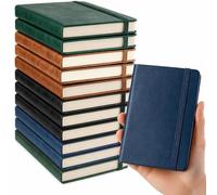 SIMDAO 12 Pack A7 Pocket Notebooks, Imitation Leather Cover, Small Notebooks Pocket Size, 200 Pages/100 Sheets, A7 Lined Paper Notepads, Small Notepads Set for School, Office (Mixed Dark Color)