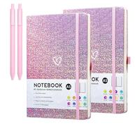 SIMDAO 2 Pack Glitter A5 Pink Notebook, PU Leather Hardcover, 2 Notepad with Elastic Band & 2 Pen, Valentine's Day Gifts for Girls Women, Girls Diary, Heart Shaped Lined Journal for School Work Note