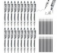 SIMDAO 20PCS Black Erasable Pens and 20PCS Pen Refills, 0.5mm Rub out Pen, Retractable Pen, Smooth Fine Point Gel Ink, Erasable Gel Pens for Writing,School,Editing,Drawing(Black)