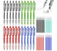 SIMDAO 20PCS Erasable Pens and 20PCS Pen Refills, 0.5mm Rub out Pen, Retractable Pen, Smooth Fine Point Gel Ink, Erasable Gel Pens for Writing,School,Editing,Drawing(Blue Black Red Green)