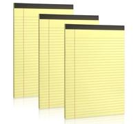 SIMDAO 3 Pack A4 Notepad, 80gsm Lined Paper College Ruled, Each 50 Sheets Perforated Notebook, Double Side Printed Paper, Legal Pads for School, Home, Office, Business (Yellow)