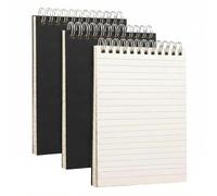 SIMDAO 3PCS A5 Spiral Notebook, 100GSM Paper, Each 160 Pages/80 Sheets, Lined Notepads, Black Kraft Wirebound Notebook, A5 Note Pads for School Office Business, Black