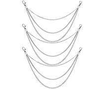 SIMDAO 3Pcs Pant Chains, Long Metal Chain,32/42/52cm Triple Jeans Chains, Silver Trouser Chain with Two Lobster Clasps, Wallet Chain Hip Hop Gothic Punk Trousers Chain for Men and Women