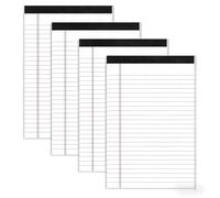 SIMDAO 4 Pack A5 Lined Pad, 50sheets/100Pages Post It Notes, Memo Notepad, 70Gsm Refill Note Pads, Large Capacity A5 College Ruled Writing Pad for Office, School, Business (White)