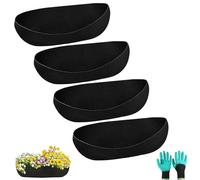 SIMDAO 4PCS 36inch Hanging Basket Liner, Outdoor Planter Liners with Glove, Black Flower Basket Liner, Felt Window Box for Garden, Planter Flower, Wall Hanging