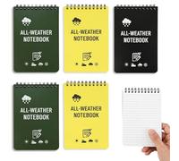 SIMDAO 6 Pack Waterproof Notebook, 4 x 6 Inch Lined Waterproof Notepad, Top-Spiral Write in the Rain Notebook, All Weather Pocket Notebook for Outdoor Business Camping Office (Black,Yellow,Green)