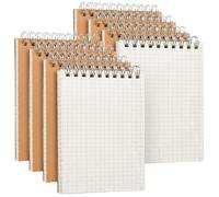 SIMDAO 8 Pack A6 Spiral Notebooks, 1280 Squared Pages Small Spiral Bound Notepads with Kraft Hardcover, 5.7" x 4.1" Grid Paper Memo Pads, 80 Sheets Per Notepad for School, Office, Home and Work