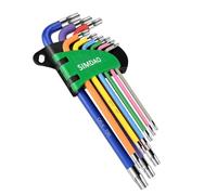 SIMDAO 9Pcs Metric Hex Key Set,Star Allen Key Set with Color Coding and Torque Handle 2-4.6mm,T10-T50 Anti-Slip Long Ball End Hex Wrench Set, for Disassembly and Maintenance