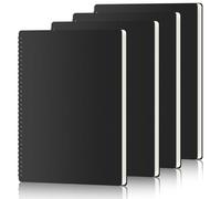 SIMDAO A4 Notepad, 4 Pack Spiral Notebook A4 Lined Paper 29x21cm 50 Sheets/100 Pages Kraft Paper Notebooks Hardcover Notepad for Office School Business (Black)