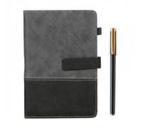 SIMDAO A5 Leather Notebook with Pen, 200 Pages Journal with Magnetic Closure, Hardcover Journal with Pen Holder, Lined Notepad for Business, School, Travel, Office 5.7"×8.3" (Black)