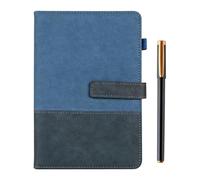 SIMDAO A5 Leather Notebook with Pen, 200 Pages Journal with Magnetic Closure, Hardcover Journal with Pen Holder, Lined Notepad for Business, School, Travel, Office 5.7"×8.3" (Blue)