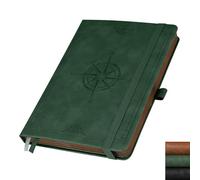 SIMDAO A5 Lined Journal Notebook, 100gsm Hardcover Leather Journal for Women Men, 200 Numbered Pages Note Book, College Ruled Writing Notepad for Travel Office School Work Writing,14.5 x 21cm,Green