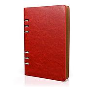 SIMDAO A5 Notebook, PU Leather Cover Notebook, 6 Holes Refillable Notebook, Hardcover Diary Notebook, Lined Notebook for Bussiness Travel Writing Office，100Pages/200Sheets, Red, (JJ4739-611)