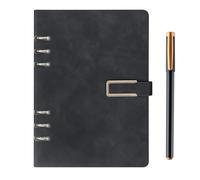 SIMDAO A5 Notebook, PU Leather Cover Notebook with Pen, Refillable Diary, 6 Holes Ring Organiser, Lined Notepad for Bussiness Travel Writing Office，200Pages/100Sheets