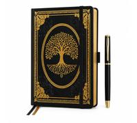 SIMDAO A5 Vintage Journal Notebook with Pen, 320 Pages, 100gsm, Ruled Hardcover Notebook, PU Leather Cover, Tree of Life Writing Journal with for Office, Study, Travel