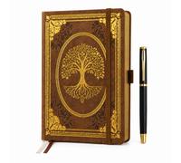 SIMDAO A5 Vintage Journal Notebook with Pen, 320 Pages, 100gsm, Ruled Hardcover Notebook, PU Leather Cover, Tree of Life Writing Journal with for Office, Study, Travel