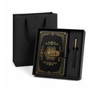 SIMDAO A5 Vintage Leather Journal With Lock, Secret Diary Gift Set - 100Sheets/200 Pages Thick Lined Paper Notebook With Pen, Locked Journal for Men Women, Personal Organiser with Gift Box & Bag