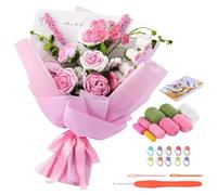 SIMDAO Beginner Crochet Kit, Bouquet Crochet Kit, Complete Flower Crochet Kits for Starters with Step-by-Step Video Tutorials for DIY Craft Creations, Mother's Day Tutorials for Crafting Fun