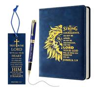 SIMDAO Christian Gif for Men, A5 Leather Notebook with Pen & Bookmark, 100Sheets/200Pages, Bible Study Journal, Religious Gifts for Men Women (Blue)