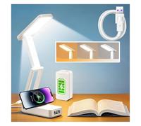 SIMDAO Desk Lamp, Rechargeable Reading Lamp with USB Charging Port, LED Display, Timer, 3Colors＋3 Brightness Dimmable, 180° Adjustable Eye-Caring Light for Reading, Office, Bedroom
