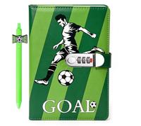 SIMDAO Diary with Lock for Boys, PU Leather Diary with Pen, 120 Sheets/240 Pages Football Themed Journal with Combination Lock, Kids Secret Diary, Football Gifts for Women Men Teens, 6.1in X 8.3in