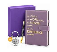 SIMDAO Employee Appreciation Gifts, A5 Leather Notebook and Pen & Metal Keychain in Box, Inspirational Gifts for Women Men, Thank You Gifts, Leaving Gift for Employees Teacher Boss, Purple
