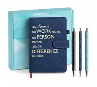 SIMDAO Inspirational Leather Notebook and Pen Set, A5 Journals with Gift Box, Business Style Office Gifts for Colleagues, Thank You Gifts Employee Appreciation Gift for Women Men Coworkers(Blue)