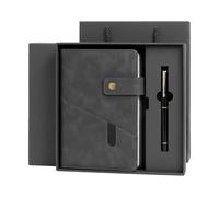 SIMDAO Notebook and Pen Gift Set, A5 Lined Leather Journal Notebook with Pen Gift Box Gift Bag, 200 Pages 100 Gsm Thick Ruled Paper, Personal Organiser Leather Journal, A5 Diary for Men Women, Grey