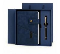 SIMDAO Notebook and Pen Gift Set, A5 Lined Leather Journal Notebook with Pen Gift Box Gift Bag, 200 Pages 100 Gsm Thick Ruled Paper, Personal Organiser Leather Journal, A5 Diary for Men Women (Blue)