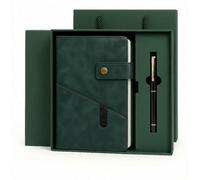SIMDAO Notebook and Pen Gift Set, A5 Lined Leather Journal Notebook with Pen Gift Box Gift Bag, 200 Pages 100 Gsm Thick Ruled Paper, Personal Organiser Leather Journal, A5 Diary for Men Women (Green)