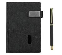 SIMDAO Notebook and Pen Set, A5 Multi-Pocket Leather Journal with Magnetic Closure, 360 Pages 100 Gsm Thick Ruled Paper, Personal Organiser, A5 Diary for Men Women, Black