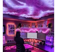 simdennr 16.4Ft 3D Cotton Cloud Light, LED Clouds Lights for Ceiling, RGB Music Sync Thunder Cloud Lamp, Colorful Atmosphere Night Light, for Gaming Room, Bedroom Decor (5 M)